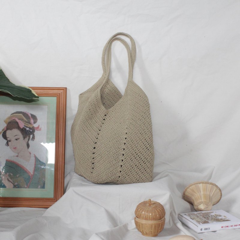 Khaki Tote bag ,Market bag ,Crochet bag ,Shopping bag - 侧背包/斜挎包 - 其他材质 卡其色