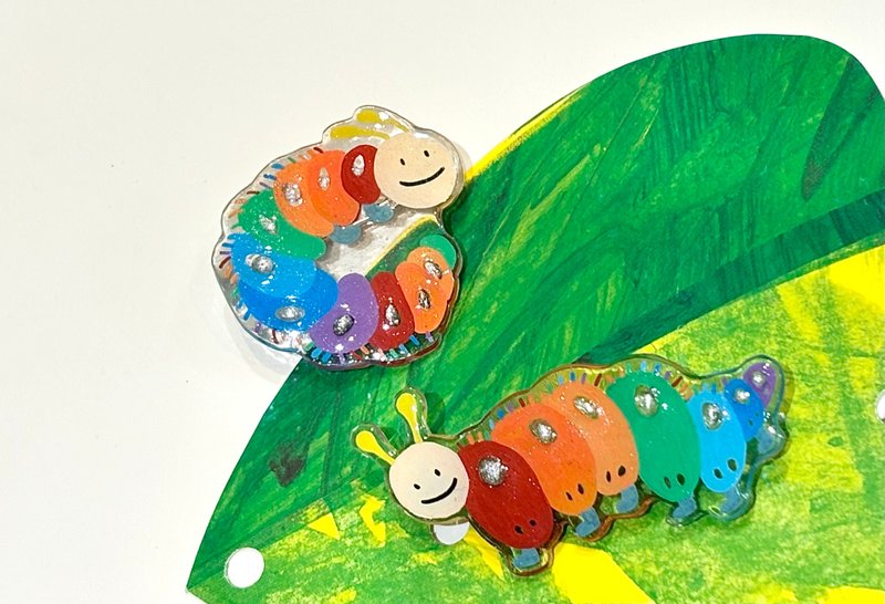 彩虹毛毛虫-手绘别针 - 徽章/别针 - 其他材质 