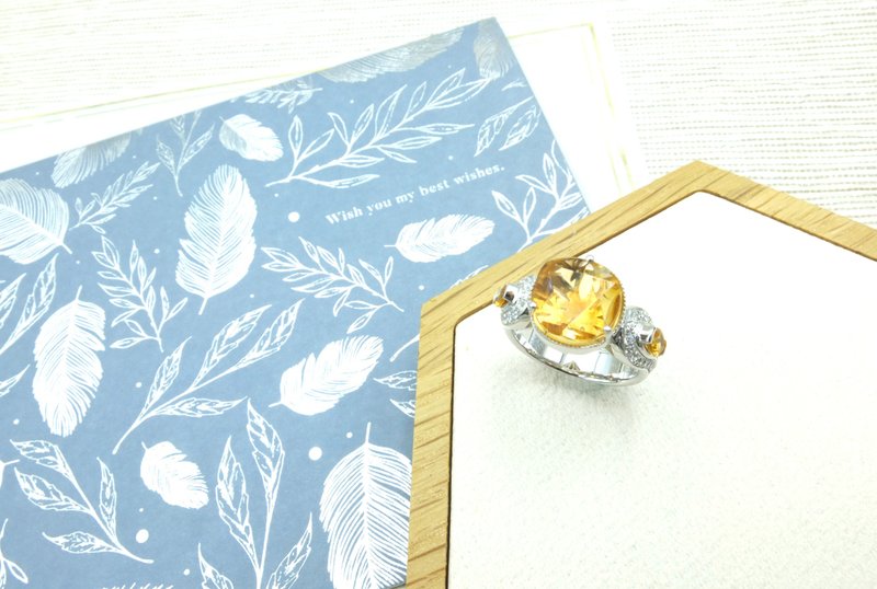 全美宝石级黄水晶大卫星戒指 - 戒指 - 水晶 黄色