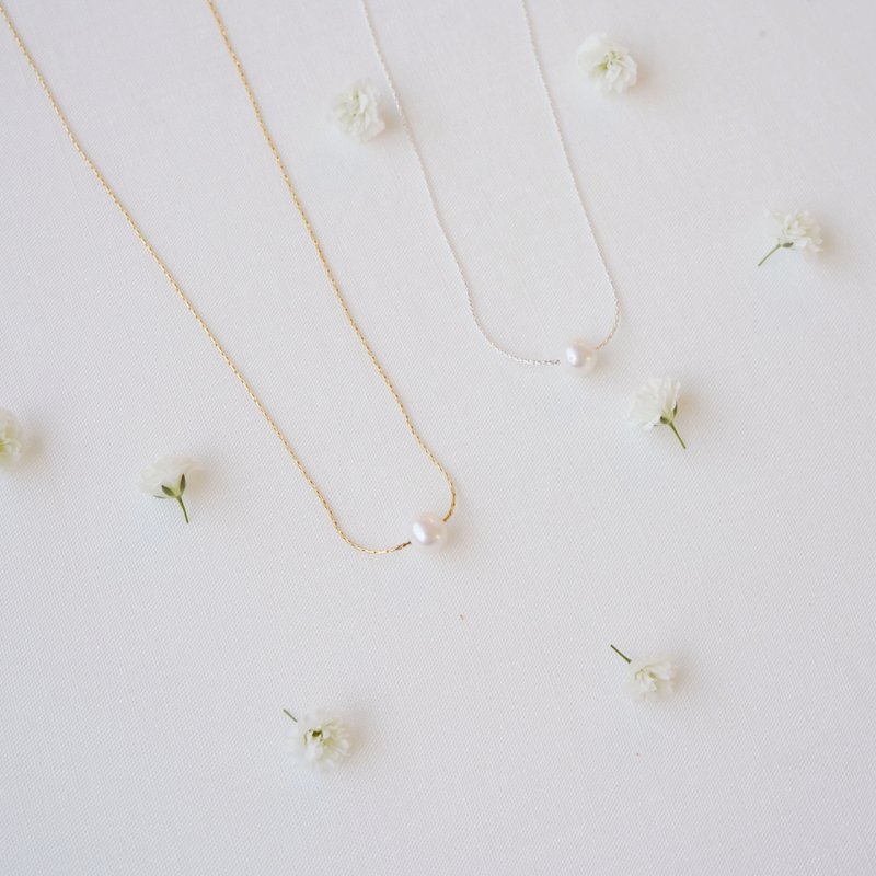 14kgf freshwater pearl beading chain necklace GD - 项链 - 其他金属 金色