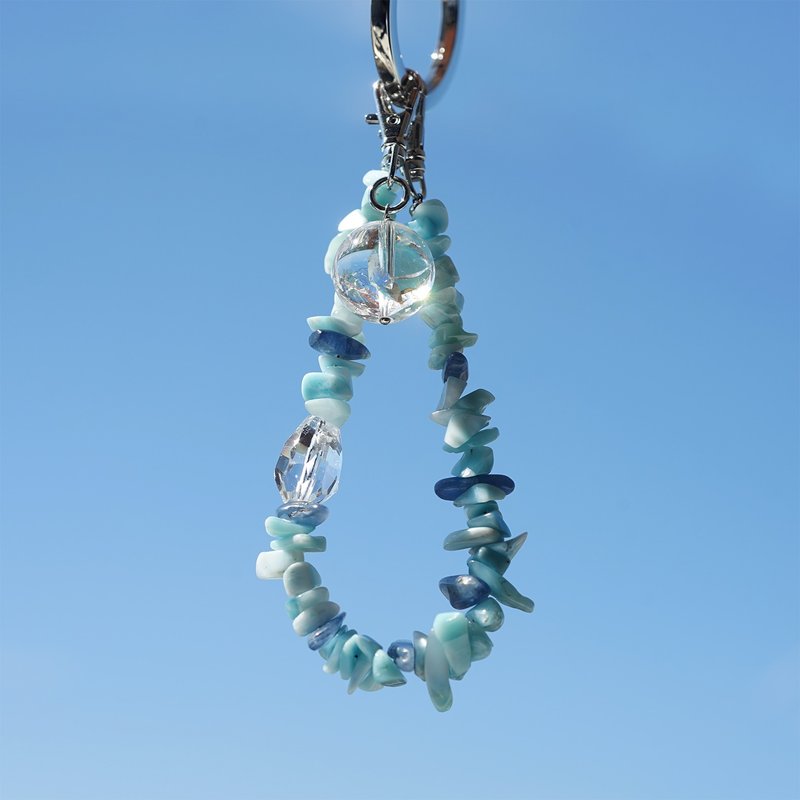 Larimar 与 水晶・蓝线石 的背部挂饰・钥匙圈 环礁 - 吊饰 - 宝石 蓝色