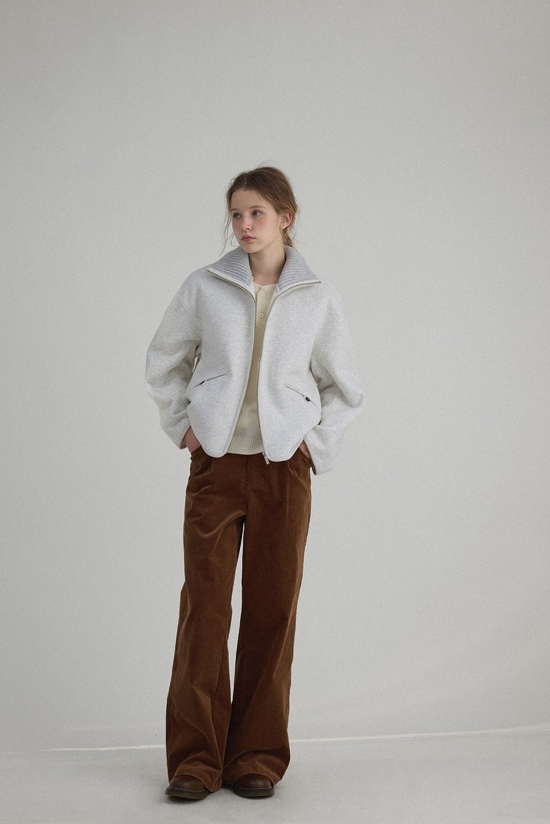 狗狗派对 复古加厚针织翻领外套 - 女装休闲/机能外套 - 其他材质 灰色