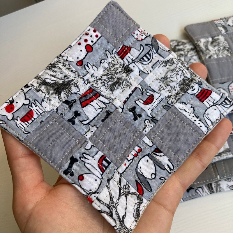 杯垫套装 6 件 亚麻棉杯垫套装 11.5 x 11.5 厘米 - 杯垫 - 亚麻 灰色