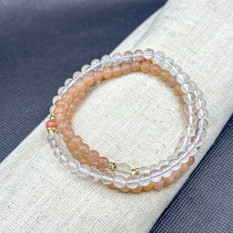Zen | 108念珠 108 Beads  橙月亮 蓝针 红纹石 白水晶(楞严咒心) - 手链/手环 - 水晶 