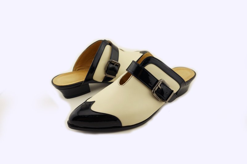 尖头粗跟穆勒鞋 - 穆勒鞋 - 真皮 多色