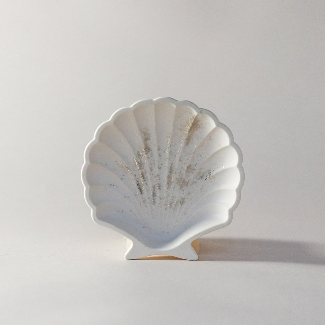 环保永续材/饰品盘 - 金箔艺术珍珠白贝壳盘 - 收纳用品 - 环保材料 白色