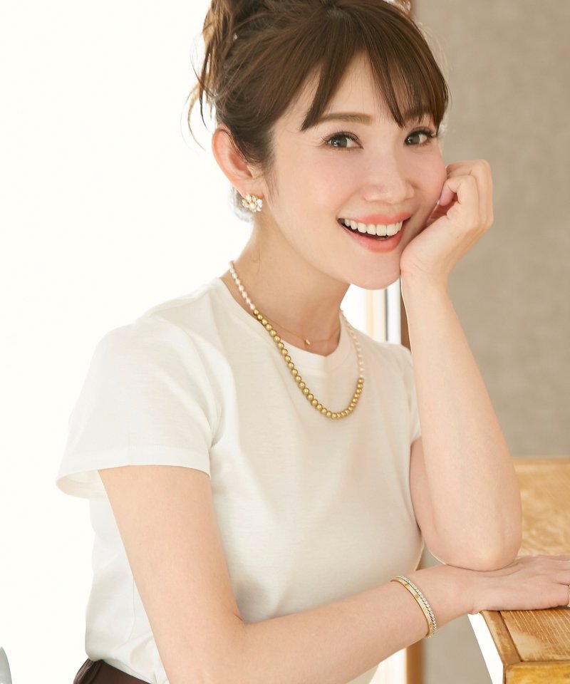 T-shirt Made in Japan Sweat-reducing cool contact material LOVE print / Liala x PG - 女装 T 恤 - 棉．麻 白色