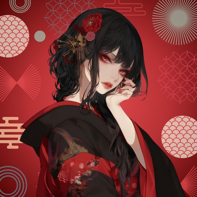 NaChi原创贴纸[座敷童子] - 贴纸 - 纸 红色