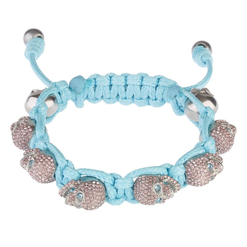 白水钻蓝眼银骷髅粉蓝色手环 - 手链/手环 - 其他材质 灰色