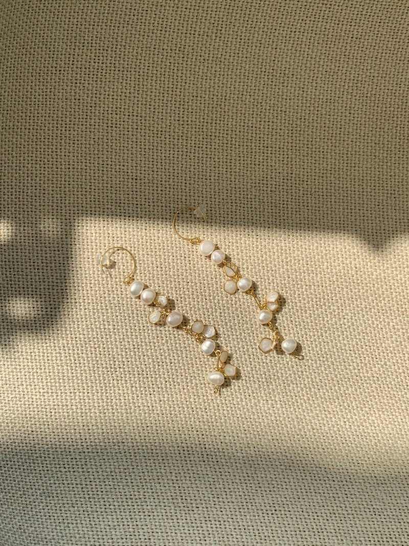 准备好冒险了吗 /耳夹可 珍珠耳环 婚礼饰品 树脂耳环 夹式耳环 - 耳环/耳夹 - 珍珠 白色