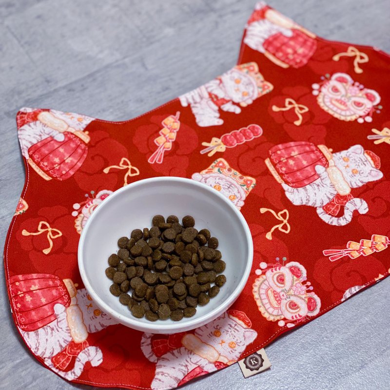 醒狮猫咪 超可爱猫咪餐垫 - 碗/碗架 - 棉．麻 多色