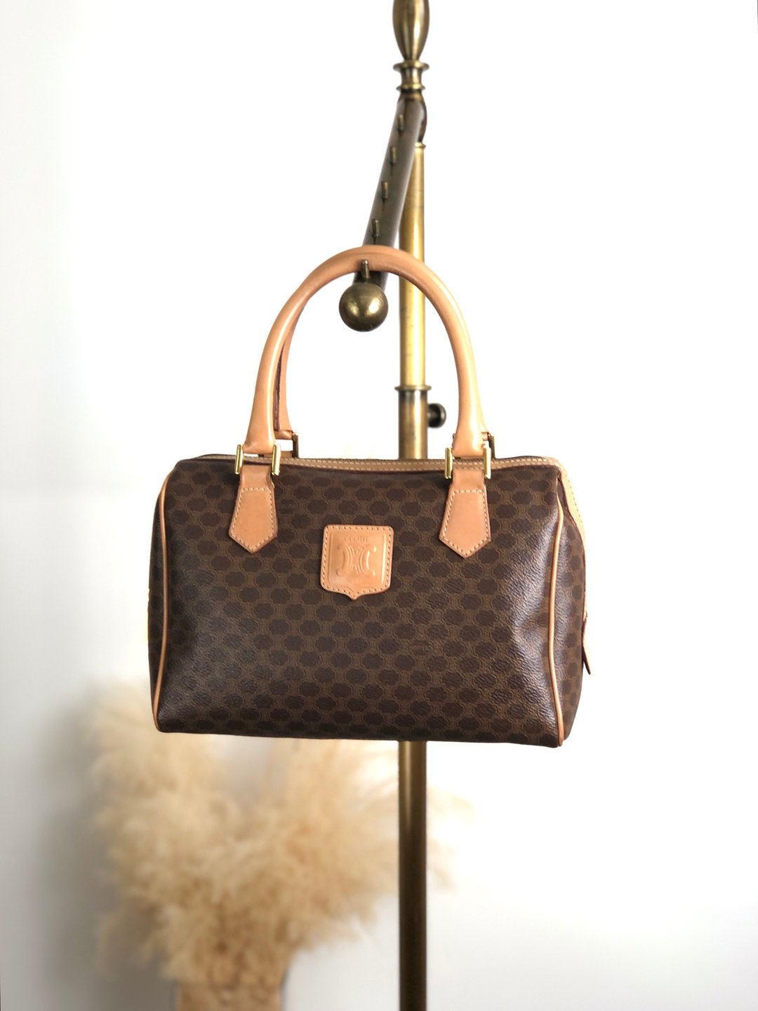 【日本直送 名牌中古包】CELINE  સેલિન Madelene 手提包 棕色 Triomphe PVC 皮革 波士顿包 vintage 7bmypd - 手提包/手提袋 - 防水材质 咖啡色