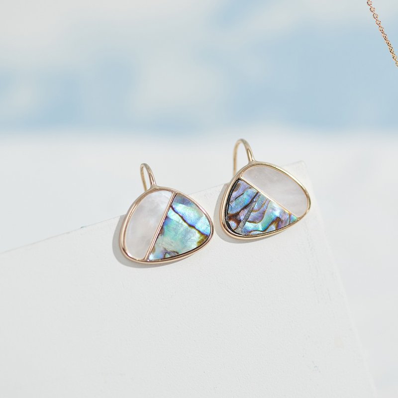 双彩小贝耳环I 珍珠母贝 鲍鱼贝 - 耳环/耳夹 - 贝壳 金色