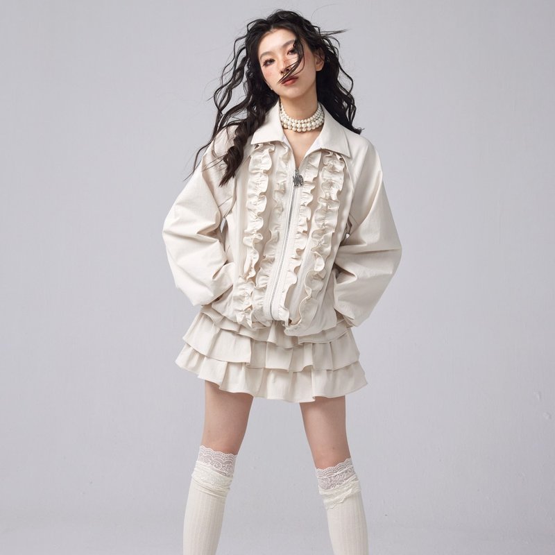 【春季摩登感】限定白色可愛蛋糕裙 - 裙子 - 其他材质 白色