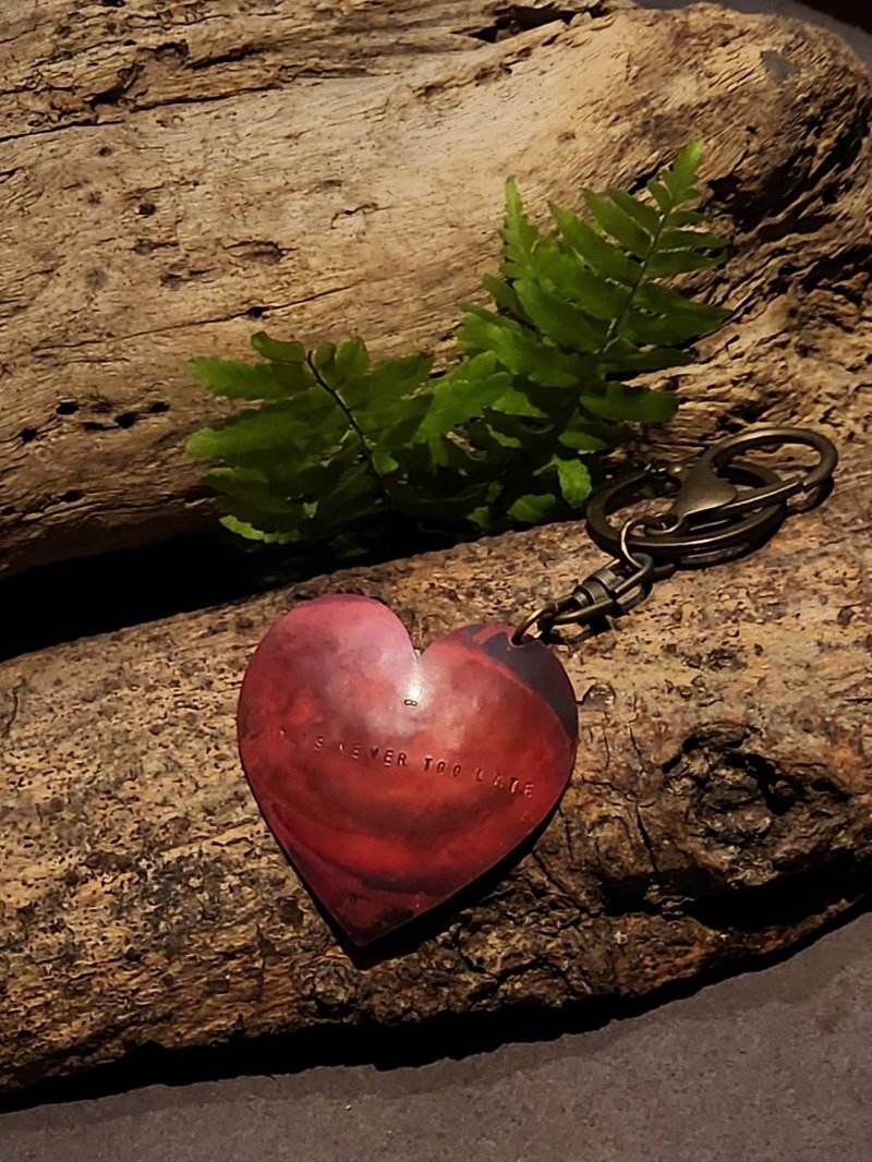 心型  熔岩红铜  钥匙圈 / Lava Copper Keychain - 钥匙链/钥匙包 - 铜/黄铜 红色
