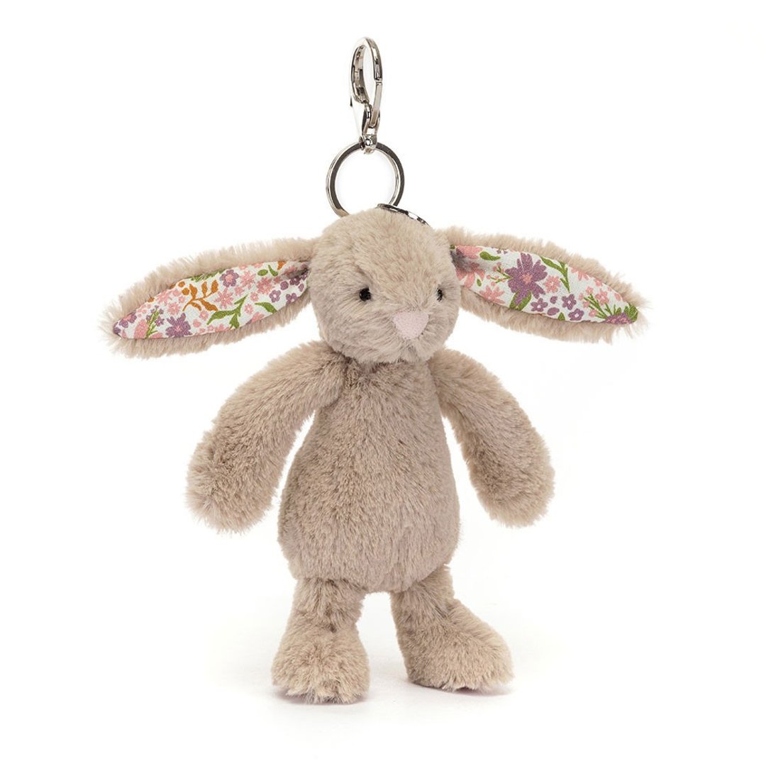Blossom Beige Bunny 'Petal' Bag Charm 碎花拿铁灰兔吊饰钥匙圈 - 吊饰 - 聚酯纤维 灰色