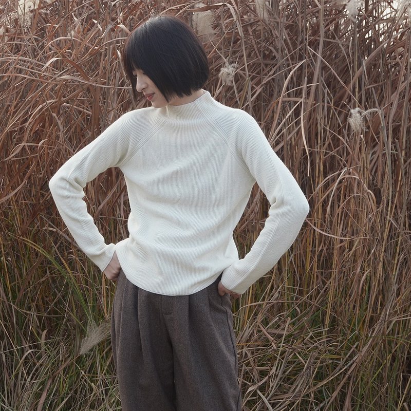 半高领套头羊绒毛衫-白色|毛衫|秋冬款|羊绒混纺|Sora-243 - 女装针织衫/毛衣 - 羊毛 白色