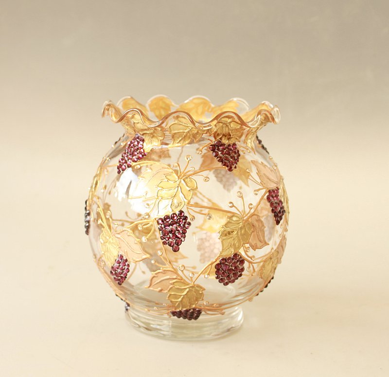 Blackberry Gold Vase Centerpiece - 摆饰 - 玻璃 紫色
