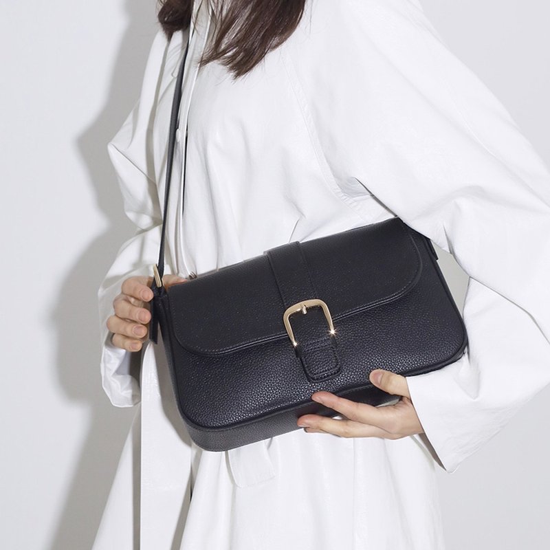 韩国制 Vera Vegan Leather 腋下包包 (BLACK) - 侧背包/斜挎包 - 环保材料 