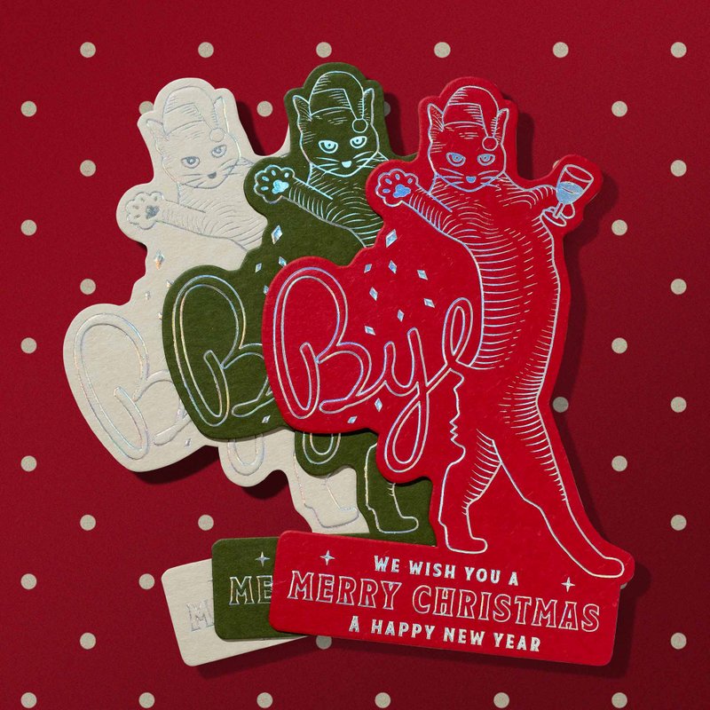 ByeBye你条尾圣诞咭 ByeBye Your Tail Xmas card 烫金 圣诞礼物 - 卡片/明信片 - 纸 多色