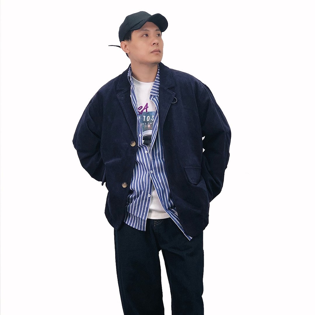 灯芯绒复古宽松西装夹克中性款外套 两色可选 - 男装西装外套 - 棉．麻 
