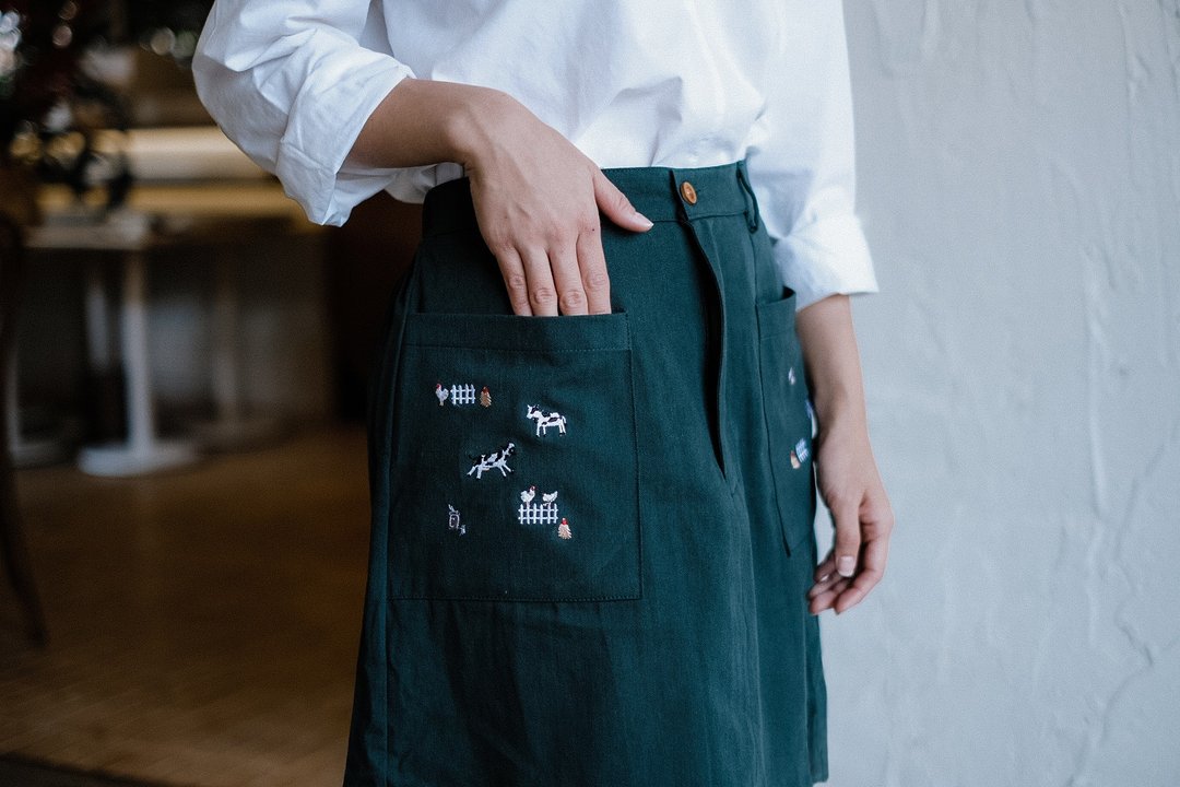Mini A Skirt 迷你A裙 : Green - 裙子 - 棉 绿色