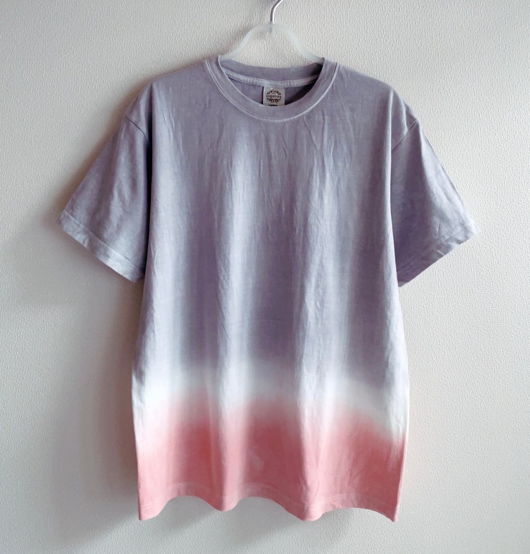 日本制 手染 Tropical Time 温柔灰粉泥染有机棉T恤 Mud dyed organic cotton - 女装 T 恤 - 棉 粉红色