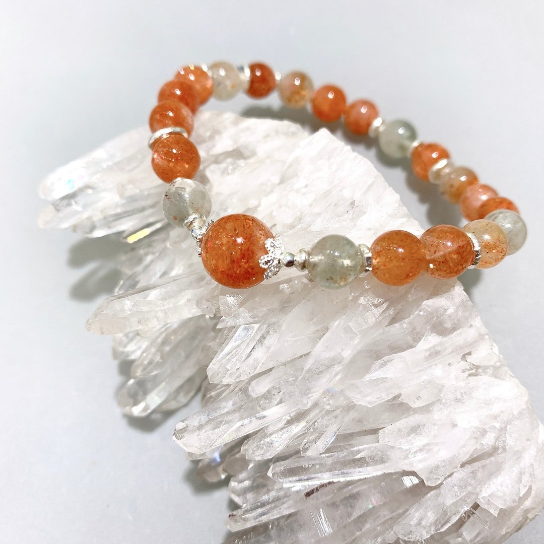 Ops Arusha Sunstone silver bracelet - 阿鲁沙/金太阳石/绿柱石 - 手链/手环 - 银 橘色