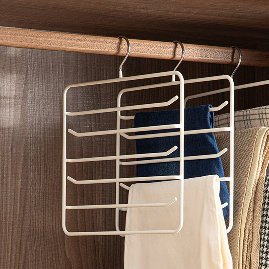 日本霜山 防滑无痕型6层围巾架/衣架/裤架-3入 - 衣架/挂勾 - 其他金属 白色