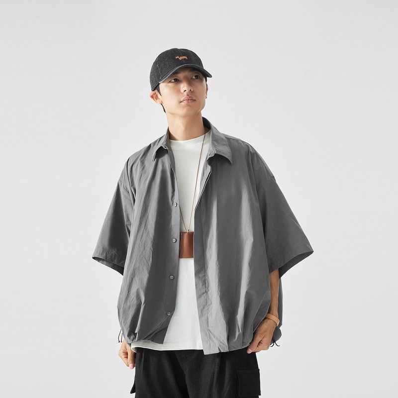 TopBasics 折叠下摆衬衫 - 男装衬衫 - 棉．麻 灰色