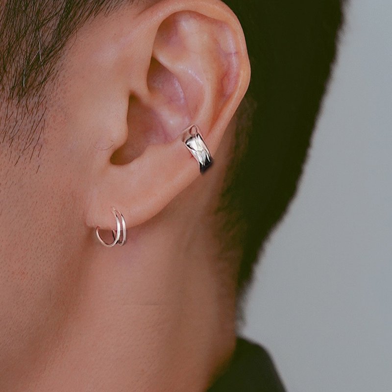 925纯银男生耳环  破晓纯银耳骨夹(单支)  个性 时尚 无耳洞 中性 - 耳环/耳夹 - 纯银 银色