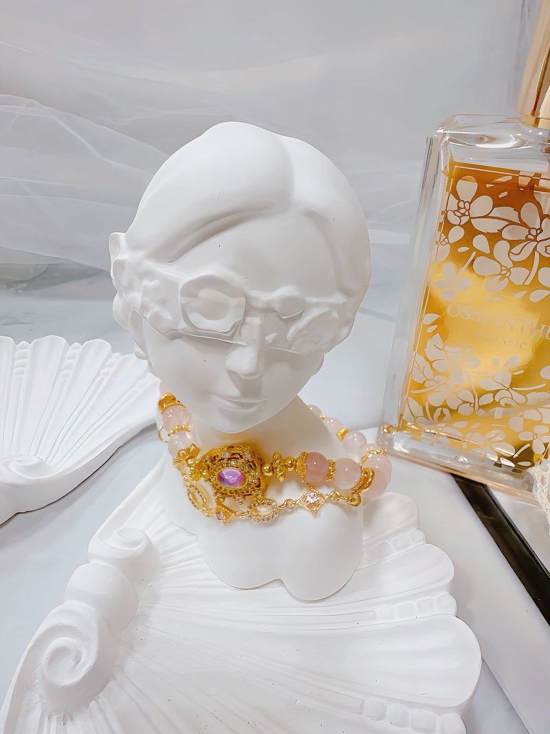 粉晶 芙蓉粉晶 爱之女神 设计款 18k金 手链 宝石 - 手链/手环 - 水晶 粉红色