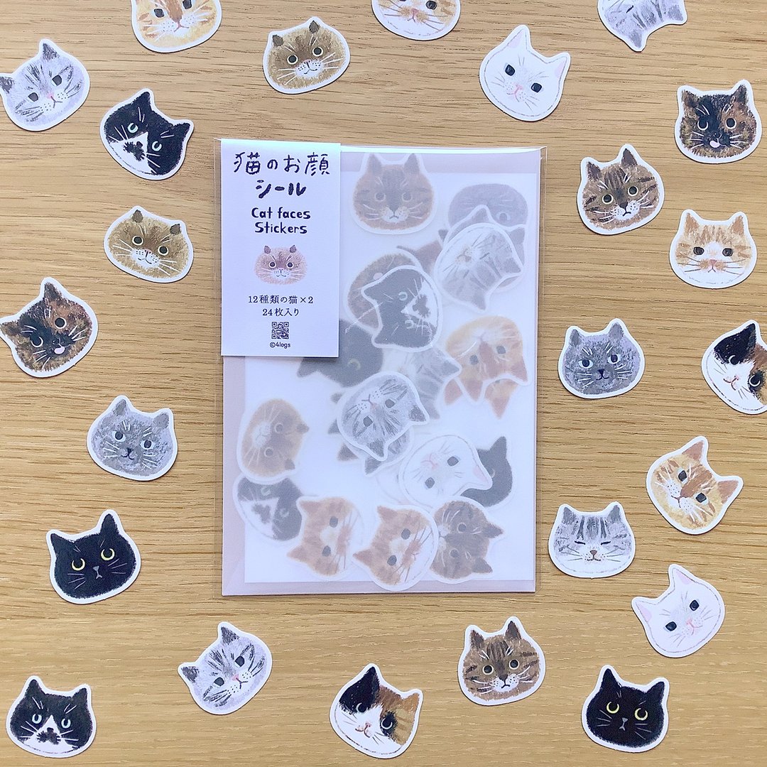 猫咪大头贴 / 造型贴纸 - 贴纸 - 纸 黑色
