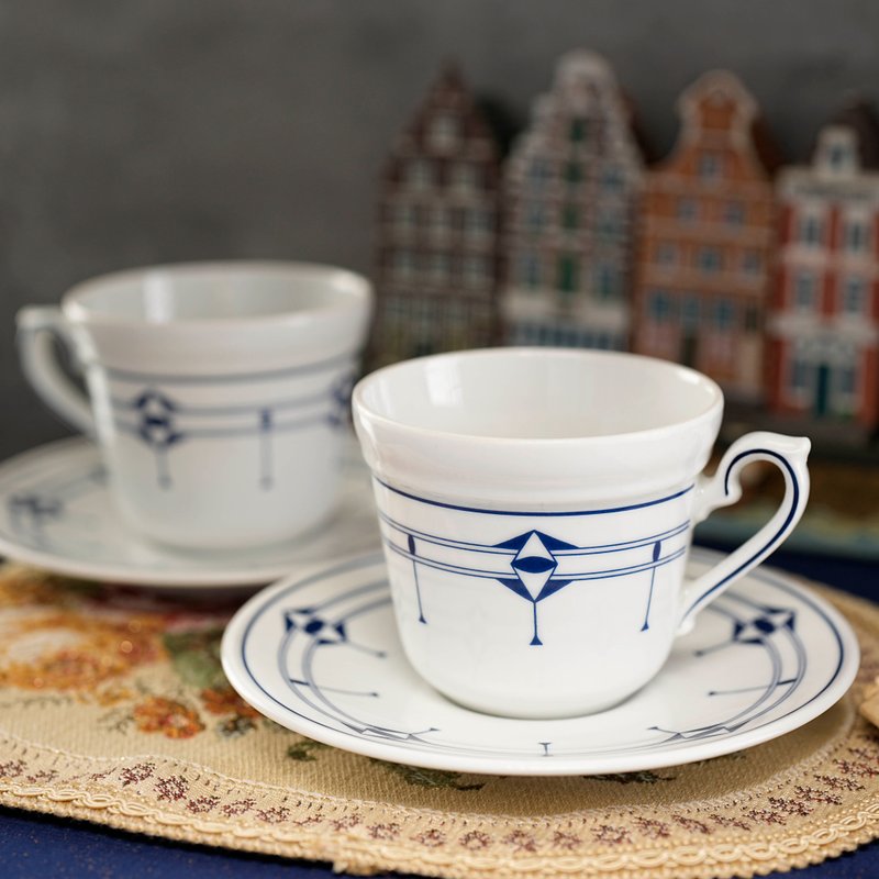 德国Kronester蓝白简约风茶杯组/咖啡杯 - 茶具/茶杯 - 瓷 蓝色