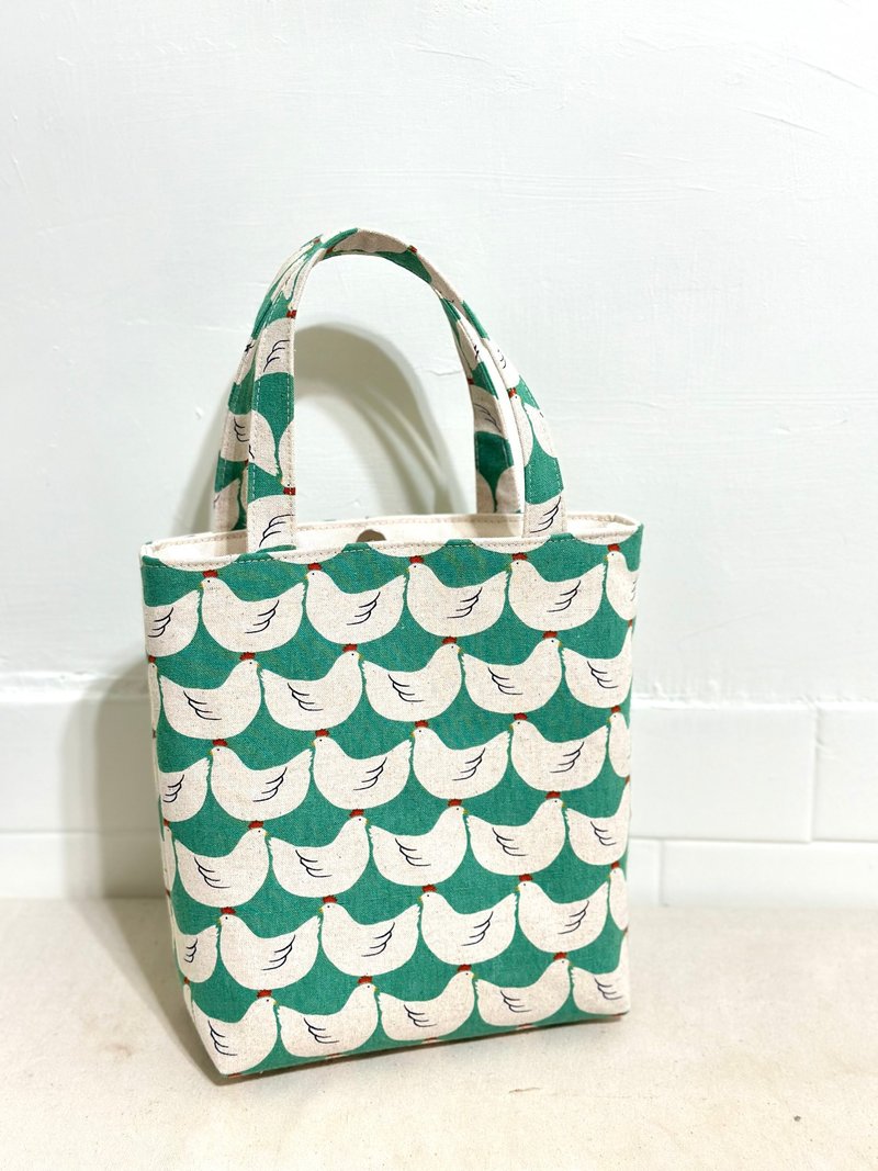 散步提袋/ 托特包/ 早餐袋 母鸡排排站 - 手提包/手提袋 - 棉．麻 