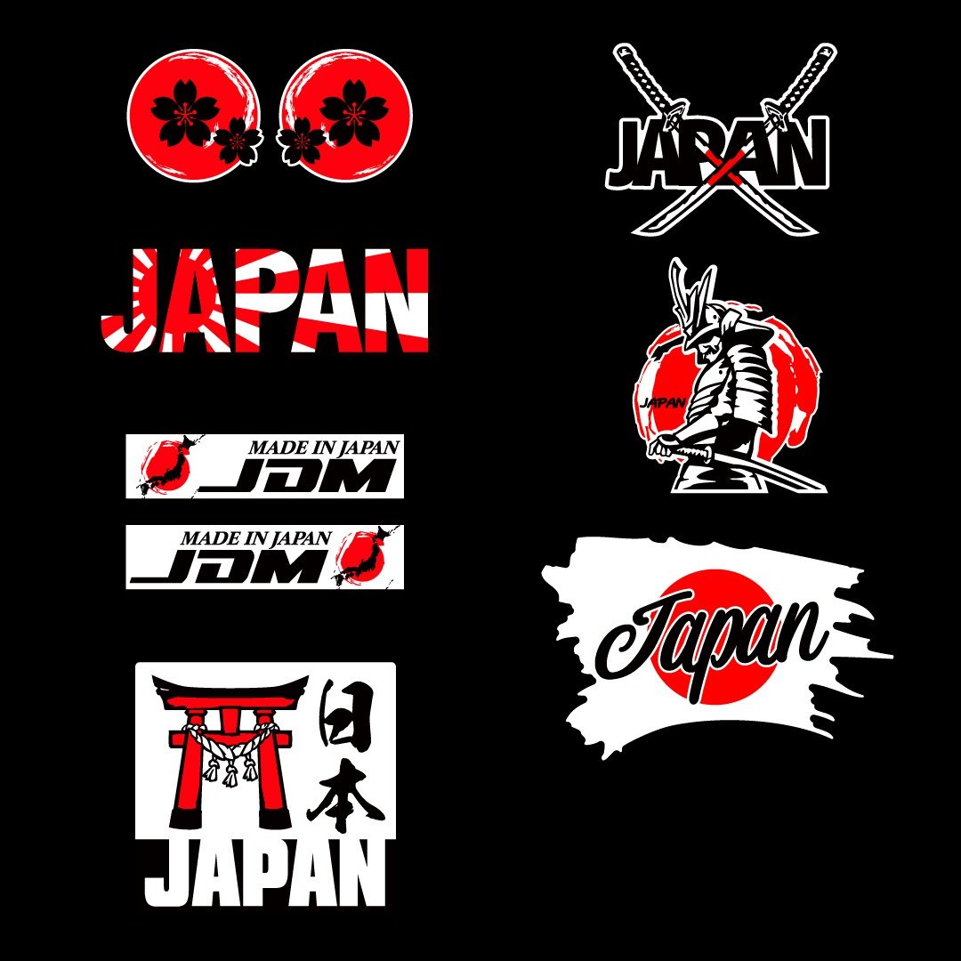 日本 国旗 JAPAN JDM 海拉风 日式风格 太阳旗 樱花 反光贴纸 - 贴纸 - 防水材质 