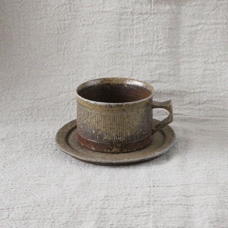 备前烧 窑变杯盘组 : 栉目 - 咖啡杯/马克杯 - 陶 咖啡色