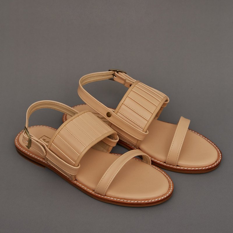 Pleated 2in1 Sandals - Nude - 女款休闲鞋 - 真皮 