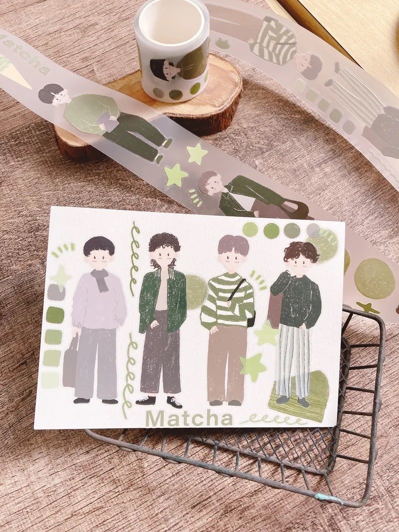抹茶与男孩 纸胶带 - 纸胶带 - 塑料 绿色