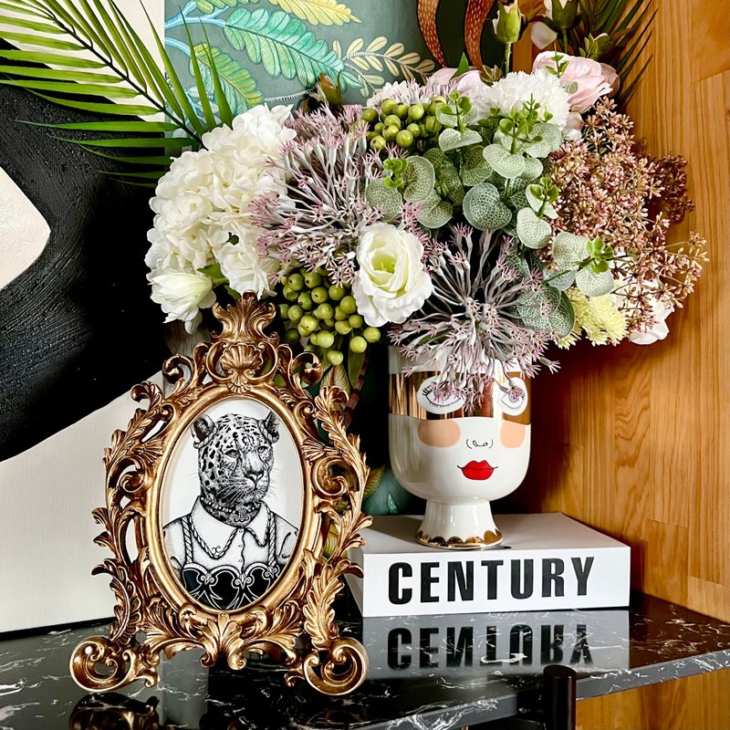 钢笔画艺术动物画复古相框内框豹 - 画框/相框 - 其他材质 金色