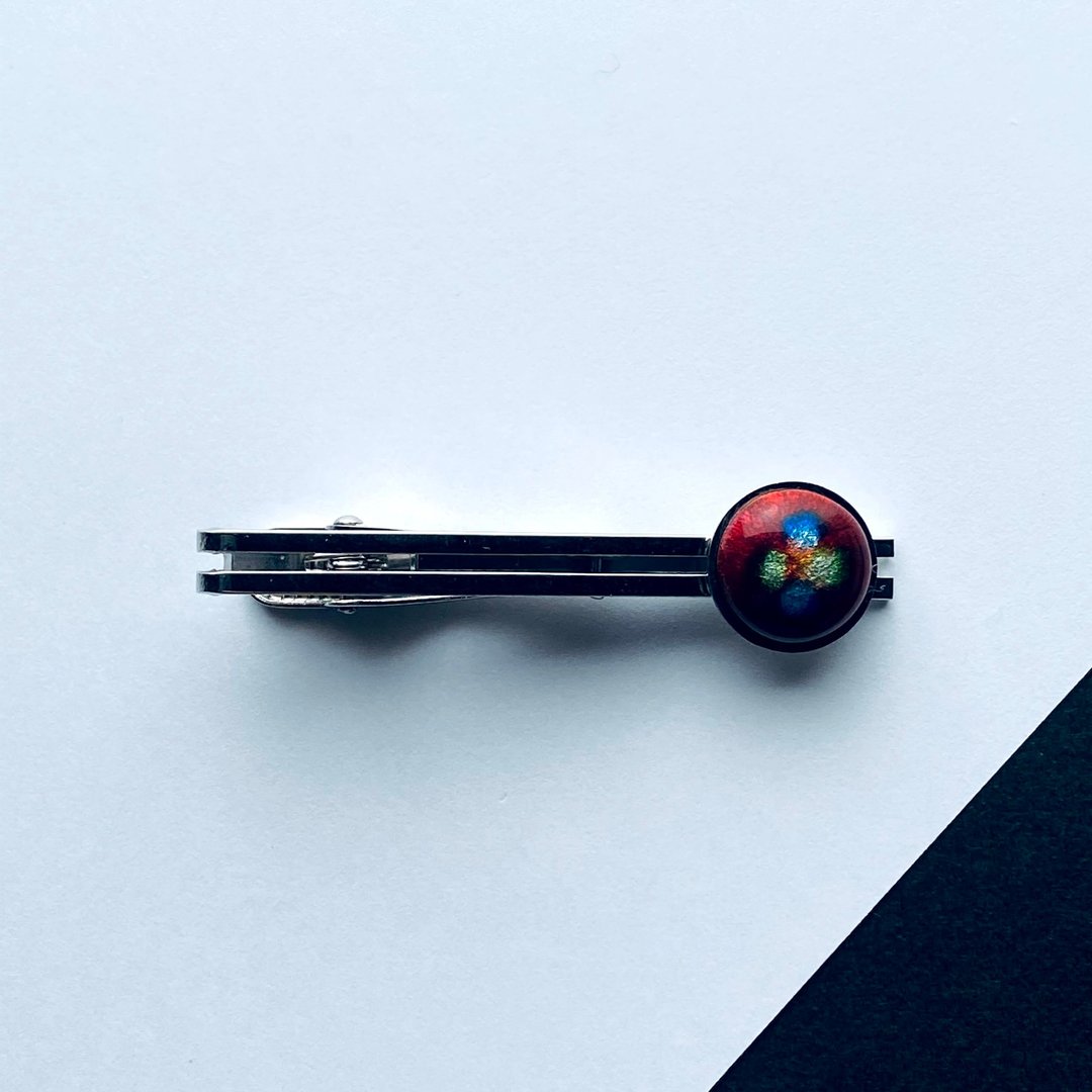 Frit [Garnet] Cloisonne tie clip, sterling silver cloisonne - 领带/领带夹 - 其他材质 红色