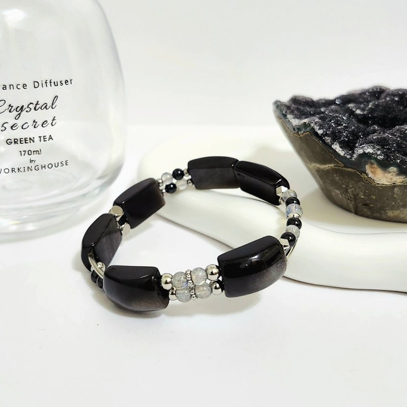 银曜石设计手排/招财避邪、增强直觉之水晶 - 手链/手环 - 水晶 黑色