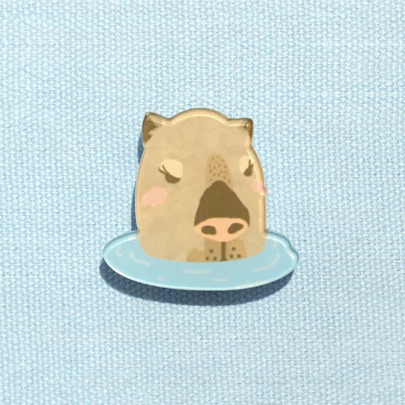 三温暖泡汤水豚君－厚切别针 - 徽章/别针 - 压克力 蓝色