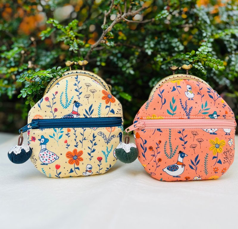 小肚肚珠花口金包-快乐鸭鸭 - 零钱包 - 棉．麻 