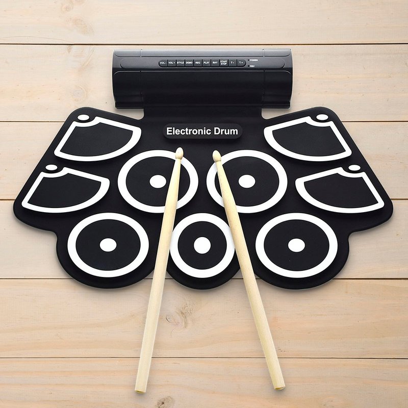 Hand Roll Drum 手卷电子鼓 专业进阶版 USB爵士鼓 赠鼓棒双踏板 - 玩具/玩偶 - 硅胶 黑色