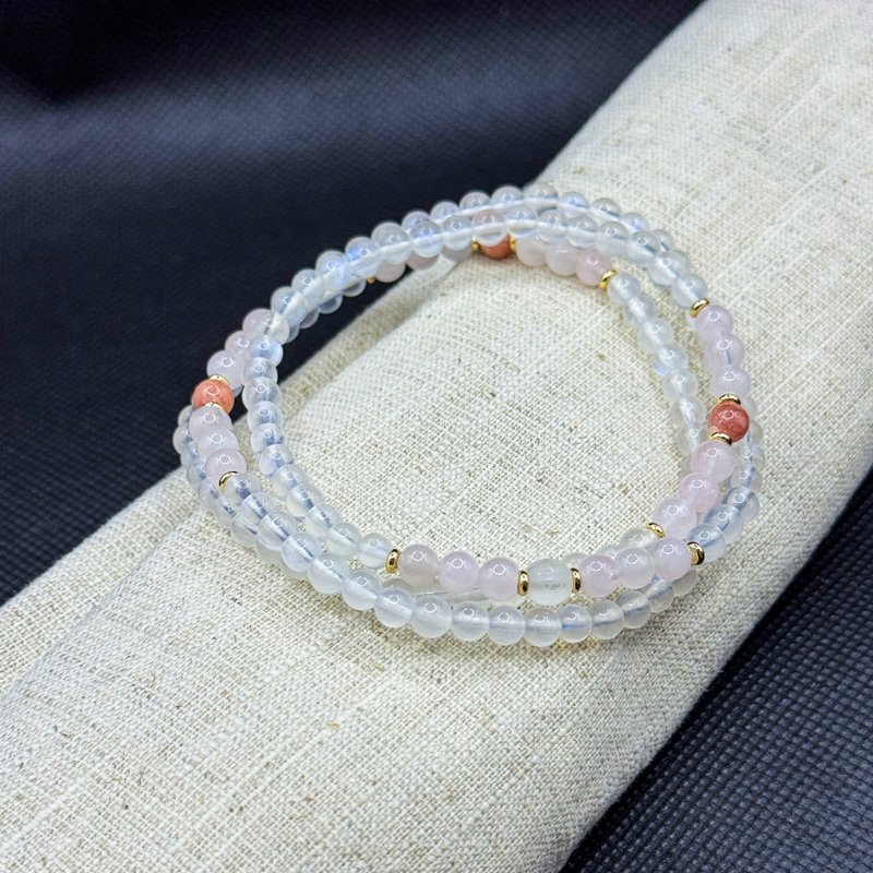 Zen | 108念珠 108 Beads 月亮石 红纹石 粉晶 六字大明咒白水晶 - 手链/手环 - 水晶 