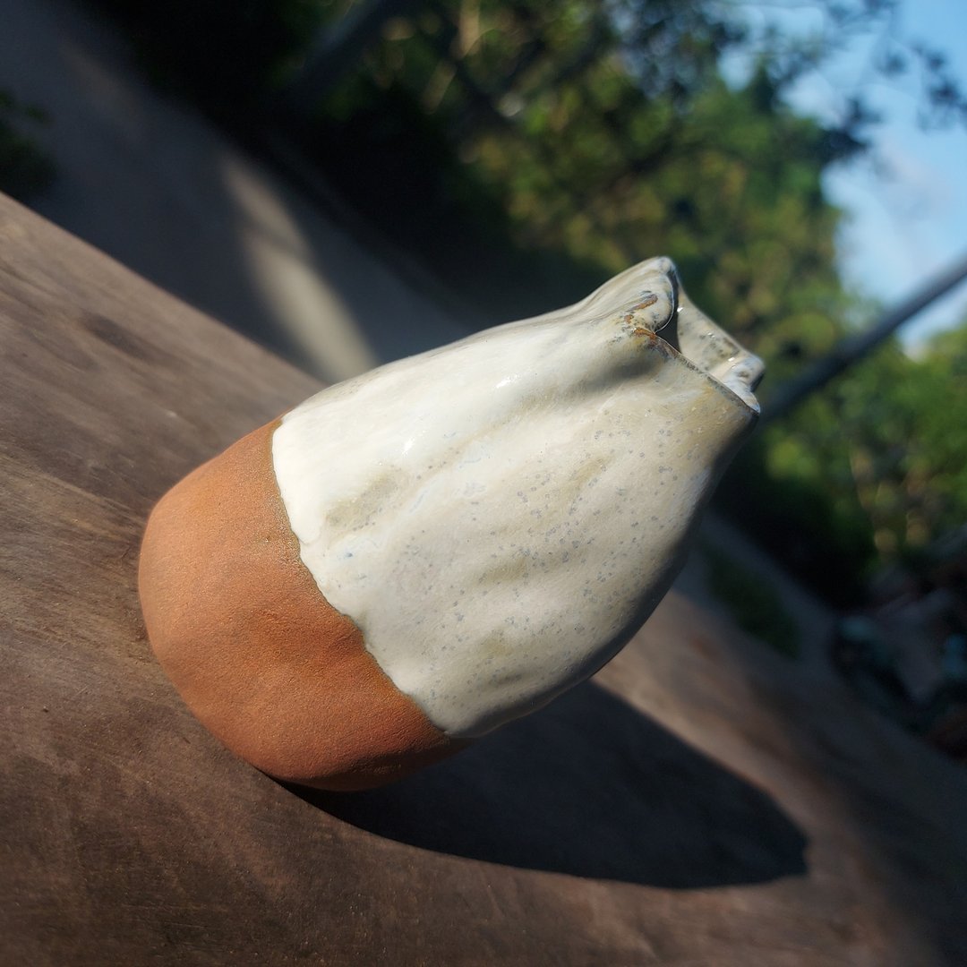 星形嘴手捏陶瓶 花器 红土白釉 - 花瓶/陶器 - 陶 白色