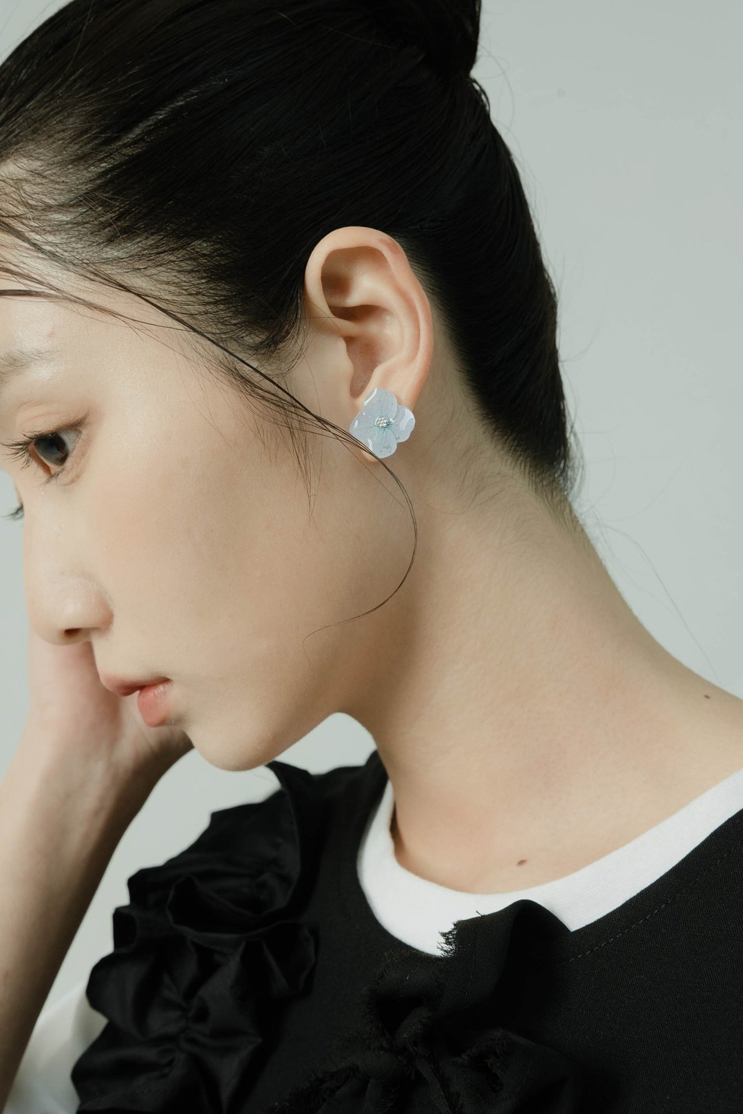 真花耳环-天空蓝-Love Earrings- Sky Blue - 耳环/耳夹 - 植物．花 蓝色
