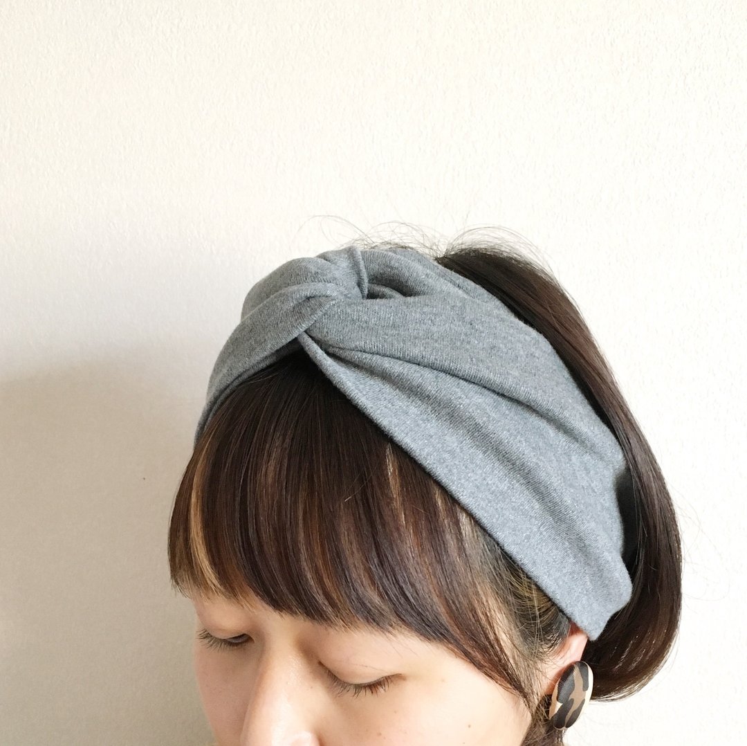 hair band plain charcoal gray -organic Tshirt fabric- - 发带/发箍 - 棉 灰色