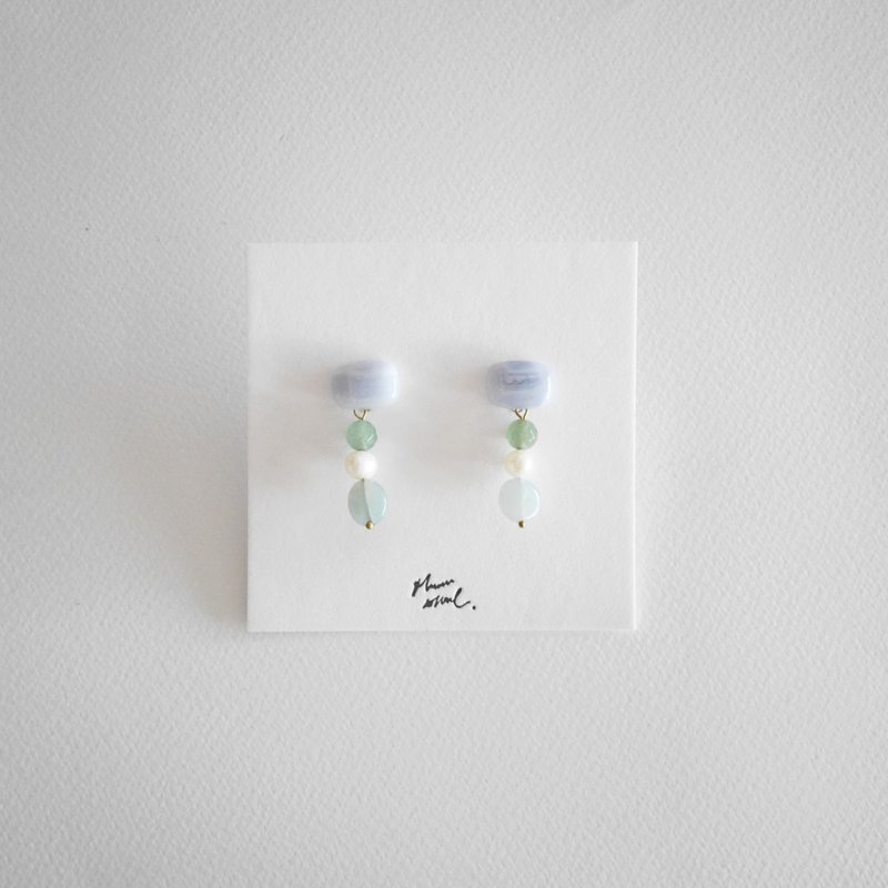 耳环 ピアス / イヤリング  | 晨色 - 耳环/耳夹 - 半宝石 蓝色